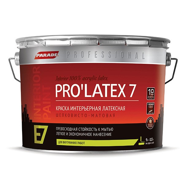 Краска латексная шелковая-матовая E7 PARADE PRO’LATEX